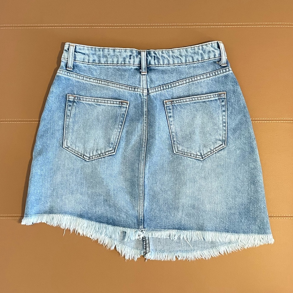 Zara Basic Z1975 Denim Bejeweled Asymmetrical Embroidered Boho Skirt. - Picture 8 of 14